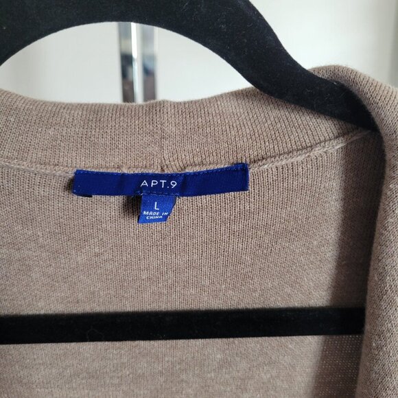 Apt. 9 Open Front Long Cardigan Sweater Women’s Large/Oatmeal & Gray Colorblock - Picture 2 of 16